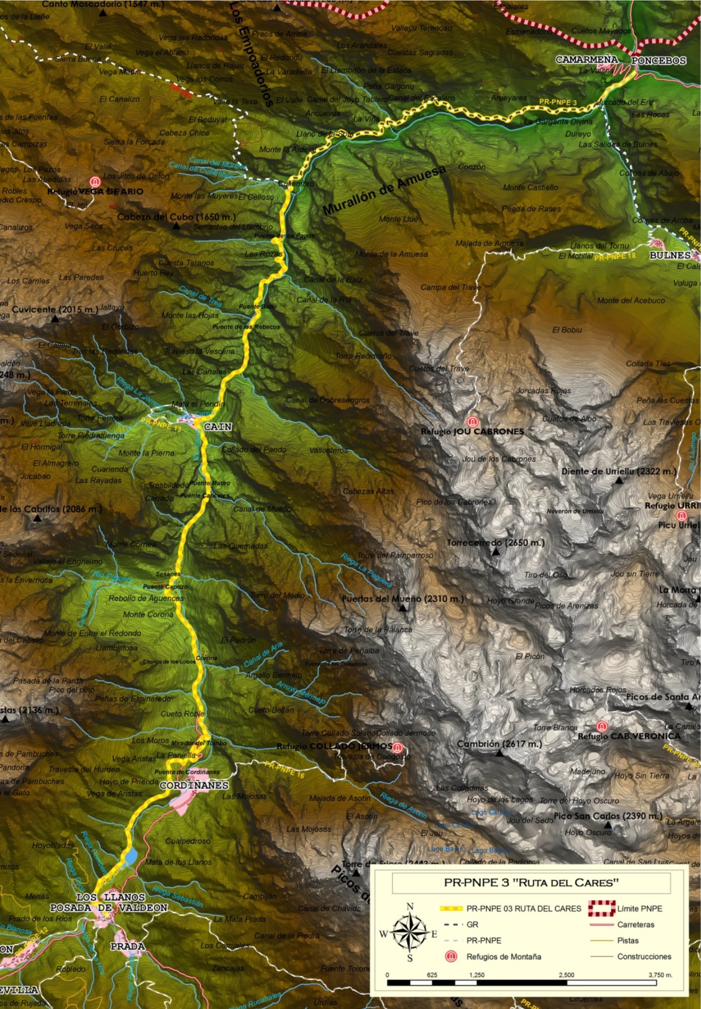 Ruta del Cares, mapa